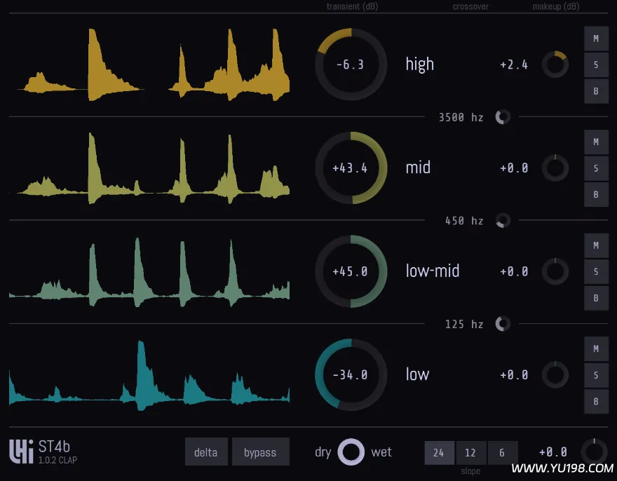 LHI Audio ST4b v1.0.3 多频段瞬态整形器插件 WIN-YU198-音频办公资源项目分享