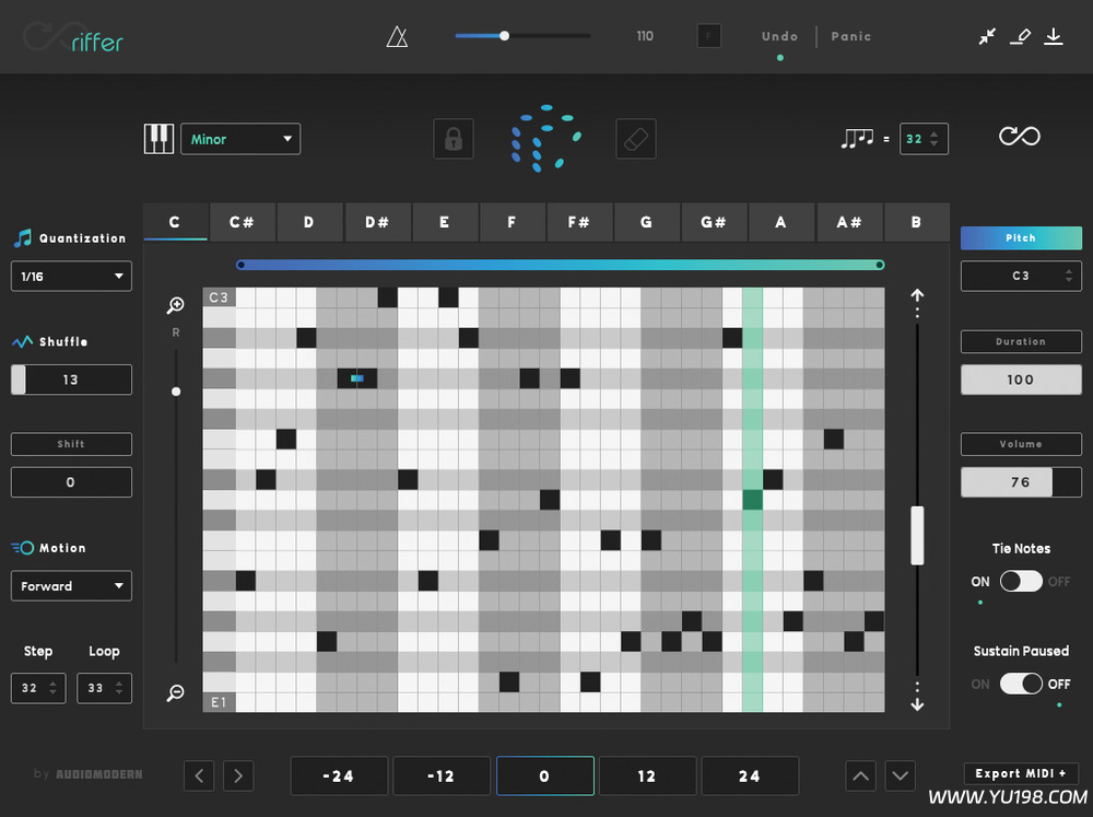 创意自动音序器 Audiomodern Riffer v. 3.1.1 WiN-YU198-音频办公资源项目分享
