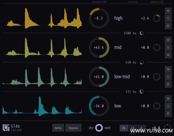 多频段瞬态整形器插件 LHI Audio ST4b v1.0.3-YU198-音频办公资源项目分享