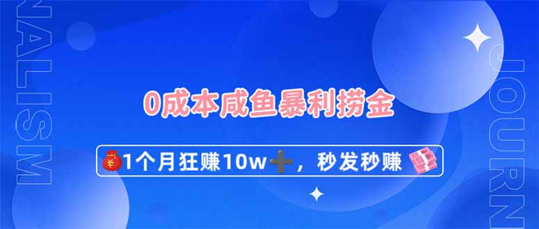 （14257期）0成本闲鱼暴利捞金，1个月狂赚10W+，秒发秒赚新玩法-雨创网-优质项目资源分享平台