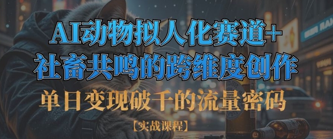 单日变现破千的流量密码，AI动物拟人化赛道+社畜共鸣的跨维度创作-雨创网-优质项目资源分享平台