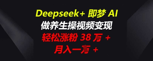 Deepseek+即梦AI，做养生操视频变现，轻松涨粉38W+，月入一W+-雨创网-优质项目资源分享平台