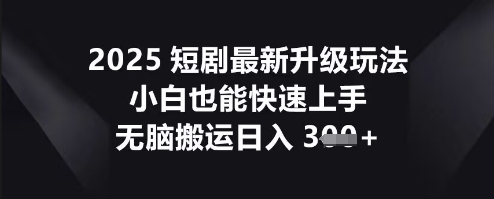 2025短剧最新升级玩法，小白也能快速上手，无脑搬运日入3张-雨创网-优质项目资源分享平台