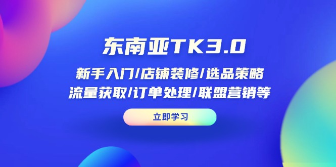 （14208期）东南亚TK3.0：新手入门/店铺装修/选品策略/流量获取/订单处理/联盟营销等-雨创网-优质项目资源分享平台