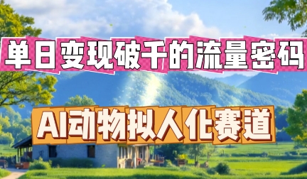 单日变现破k的流量密码，AI动物拟人化赛道-雨创网-优质项目资源分享平台