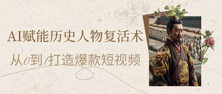 （14311期）AI赋能历史人物复活术：从0到1打造爆款短视频-雨创网-优质项目资源分享平台