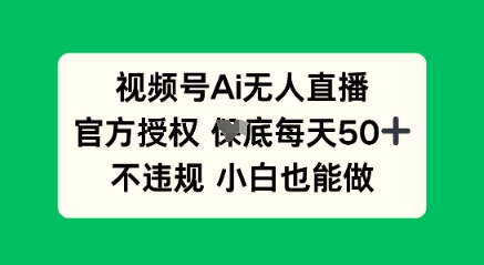 视频号AI无人直播，官方授权  每天50+，不违规 小白也能做-雨创网-优质项目资源分享平台