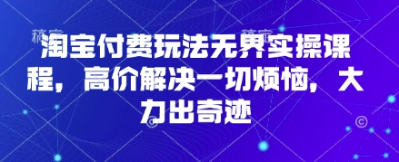 淘宝付费玩法无界实操课程，高价解决一切烦恼，大力出奇迹-雨创网-优质项目资源分享平台