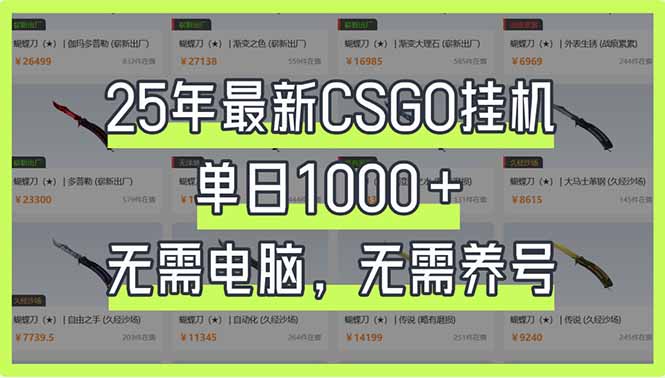 （14178期）25年最新CSGO挂机系统，单日1000+，无需电脑，无需养号，0基础可上手-雨创网-优质项目资源分享平台