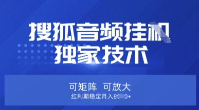 【搜狐音频挂G】独家技术，可矩阵可放大，红利期稳定月入8k【揭秘】-雨创网-优质项目资源分享平台
