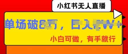 小红书无人直播，纯小白可做，有手就行，单场直播销售额破8w-雨创网-优质项目资源分享平台
