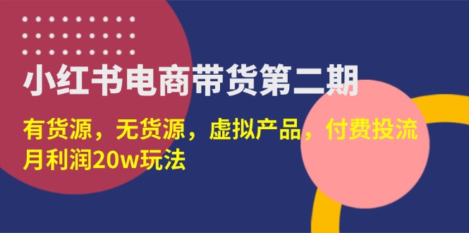 （14186期）小红书电商带货第二期，有货源，无货源，虚拟产品，付费投流，月利润20w-雨创网-优质项目资源分享平台