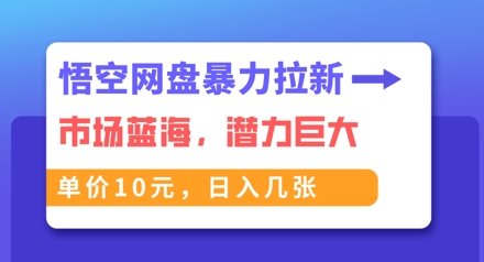 悟空网盘暴力拉新：一单10元，市场空白，日入几张-雨创网-优质项目资源分享平台