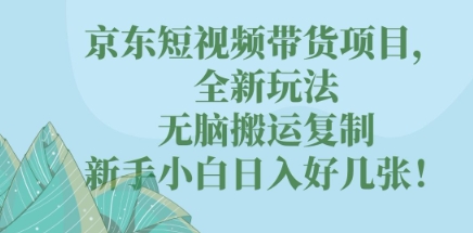 京东短视频带货项目，全新玩法，无脑搬运复制，新手小白日入好几张!-雨创网-优质项目资源分享平台