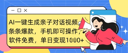 AI一键生成亲子对话视频，条条爆款，一部手机即可操作，单日变现数张-雨创网-音频资源项目分享平台