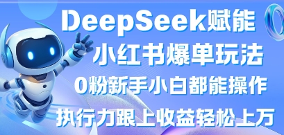 DeepSeek赋能小红书爆单玩法0粉新手小白都能操作，执行力跟上收益轻松上W，懒人勿做-雨创网-优质项目资源分享平台