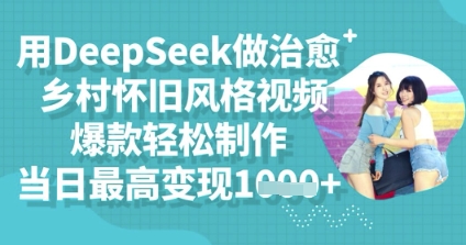 用DeepSeek做治愈乡村怀旧风格视频，爆款轻松制作，当日最高变现多张-雨创网-优质项目资源分享平台